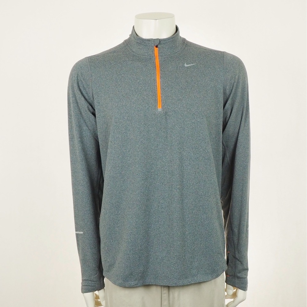 Nike Running Element Pullover Shirt Mens Large Gray Dri-Fit 1/4-Zip Run Training